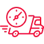 A red and black picture of a truck