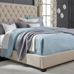 Warren Beige Upholstered Platform Bed Warren Beige Upholstered Platform Bed