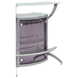 Dallas 2-shelf Curved Freestanding Home Bar Cabinet Silver Dallas 2-shelf Curved Freestanding Home Bar Cabinet Silver