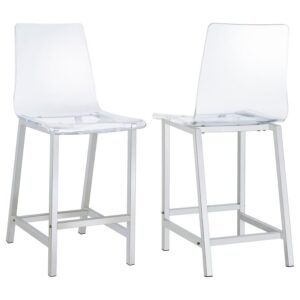 Juelia Clear Acrylic Counter Chair Chrome (Set of 2) Juelia Clear Acrylic Counter Chair Chrome (Set of 2)