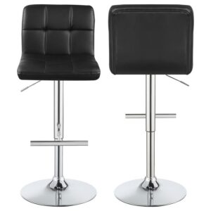 Lenny Tufted Adjustable Leatherette Bar Stool Black (Set of 2)