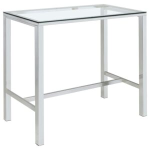 Tolbert Rectangular 47-inch Glass Top Pub Bar Table Chrome Tolbert Rectangular 47-inch Glass Top Pub Bar Table Chrome