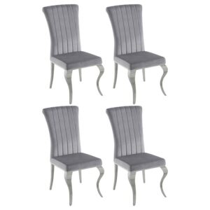 Betty Velvet Upholstered Dining Side Chair Grey (Set of 4) Betty Velvet Upholstered Dining Side Chair Grey (Set of 4)