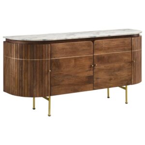 Ortega 4-door Marble Top Sideboard Buffet Cabinet Natural Ortega 4-door Marble Top Sideboard Buffet Cabinet Natural