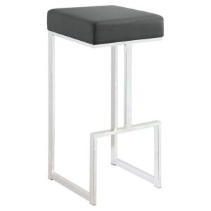 Gervase Square Bar Stool Grey and Chrome Gervase Square Bar Stool Grey and Chrome