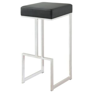 Gervase Square Bar Stool Black and Chrome Gervase Square Bar Stool Black and Chrome