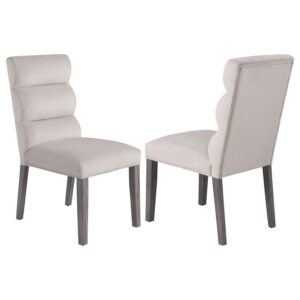 Carla Velvet Upholstered Dining Side Chair Stone (Set of 2) Carla Velvet Upholstered Dining Side Chair Stone (Set of 2)