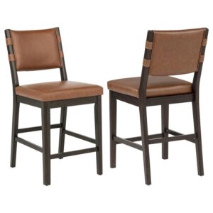 Tegan Faux Leather Upholstered Counter Height Chair Cognac (Set of 2) Tegan Faux Leather Upholstered Counter Height Chair Cognac (Set of 2)