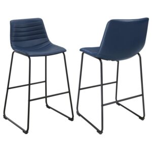 Zuni Faux Leather Upholstered Bar Chair Blue (Set of 2) Zuni Faux Leather Upholstered Bar Chair Blue (Set of 2)