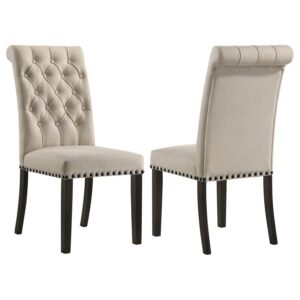 Alana Upholstered Dining Side Chair Beige Smokey Black (Set of 2) Alana Upholstered Dining Side Chair Beige Smokey Black (Set of 2)