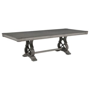 Cresswell 104-inch Double Pedestal Extension Dining Table Weathered Taupe Cresswell 104-inch Double Pedestal Extension Dining Table Weathered Taupe