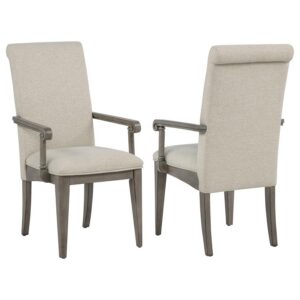 Cresswell Upholstered Dining Arm Chair Tan (Set of 2)
