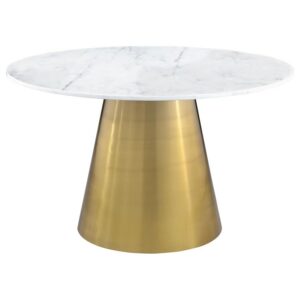 Ambrose Round 50-inch Marble Top Dining Table Brushed Gold Ambrose Round 50-inch Marble Top Dining Table Brushed Gold