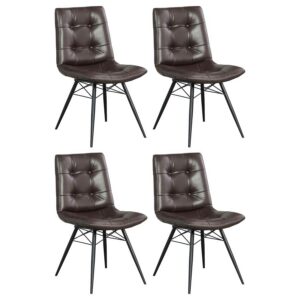 Aiken Faux Leather Upholstered Dining Side Chair Dark Brown (Set of 4) Aiken Faux Leather Upholstered Dining Side Chair Dark Brown (Set of 4)