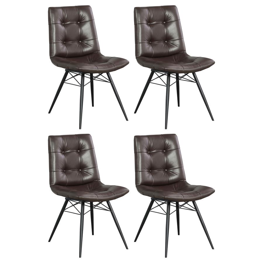 Aiken Faux Leather Upholstered Dining Side Chair Dark Brown (Set of 4)