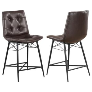 Aiken Upholstered Tufted Counter Chair Brown (Set of 2) Aiken Upholstered Tufted Counter Chair Brown (Set of 2)
