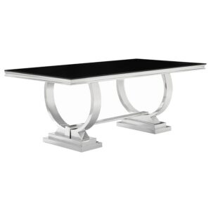 Antoine Rectangular 95-inch Glass Top Dining Table Black Antoine Rectangular 95-inch Glass Top Dining Table Black
