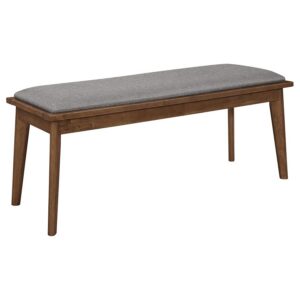 Alfredo Upholstered Dining Bench Grey and Natural Walnut Alfredo Upholstered Dining Bench Grey and Natural Walnut