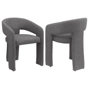 Eudora Boucle Upholstered Dining Arm Chair Grey (Set of 2) Eudora Boucle Upholstered Dining Arm Chair Grey (Set of 2)