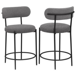 Viola Boucle Upholstered Counter Chair Grey (Set of 2) Viola Boucle Upholstered Counter Chair Grey (Set of 2)