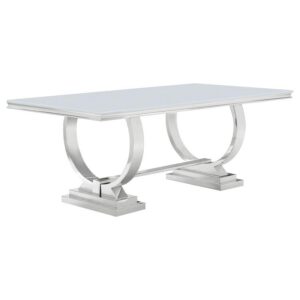 Antoine Rectangular 95-inch Glass Top Dining Table White Antoine Rectangular 95-inch Glass Top Dining Table White
