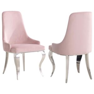 Antoine Velvet Upholstered Dining Side Chair Pink (Set of 2) Antoine Velvet Upholstered Dining Side Chair Pink (Set of 2)