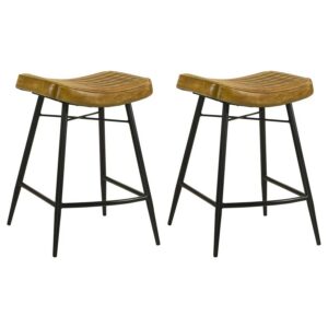 Bayu Leather Upholstered Counter Stool Camel (Set of 2) Bayu Leather Upholstered Counter Stool Camel (Set of 2)