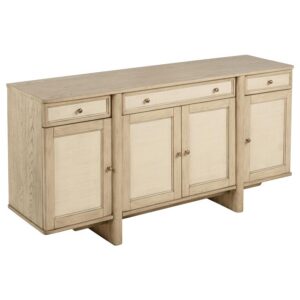 Kailani 4-door Cane Sideboard Buffet Cabinet Beige Oak Kailani 4-door Cane Sideboard Buffet Cabinet Beige Oak