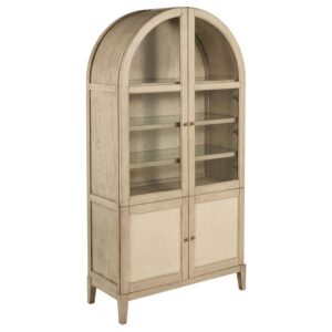 Kailani 4-Door Cane Dining Vitrine Display Cabinet Beige Oak Kailani 4-Door Cane Dining Vitrine Display Cabinet Beige Oak