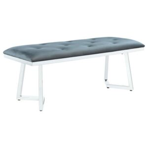 Beaufort Velvet Upholstered Dining Bench Steel Grey Beaufort Velvet Upholstered Dining Bench Steel Grey