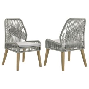 Nakia Woven Rope Dining Side Chairs Grey (Set of 2) Nakia Woven Rope Dining Side Chairs Grey (Set of 2)