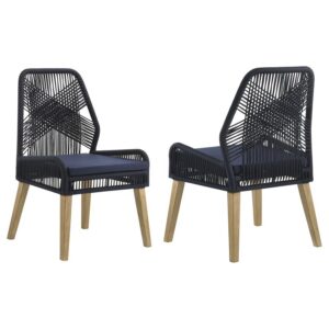 Nakia Woven Rope Dining Side Chairs Dark Navy (Set of 2) Nakia Woven Rope Dining Side Chairs Dark Navy (Set of 2)