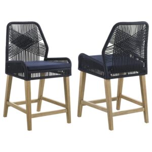 Nakia Woven Rope Counter Chair with Cushion Navy (Set of 2) Nakia Woven Rope Counter Chair with Cushion Navy (Set of 2)