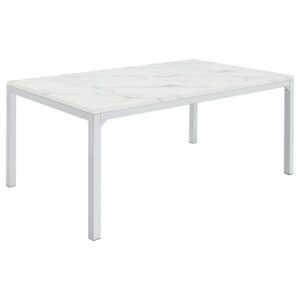 Athena Rectangular 64-inch Faux Marble Dining Table Chrome Athena Rectangular 64-inch Faux Marble Dining Table Chrome