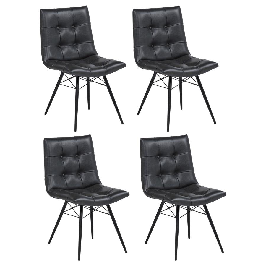 Aiken Faux Leather Upholstered Dining Side Chair Charcoal Grey (Set of 4)