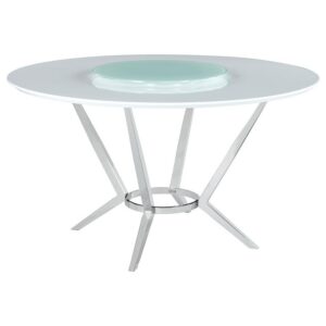 Abby Round 54-inch Lazy Susan Dining Table White High Gloss Abby Round 54-inch Lazy Susan Dining Table White High Gloss