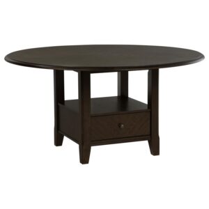Twyla 60-inch Round Dining Table with Drawer Dark Cocoa Twyla 60-inch Round Dining Table with Drawer Dark Cocoa