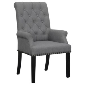Alana Fabric Upholstered Dining Arm Chair Grey Alana Fabric Upholstered Dining Arm Chair Grey