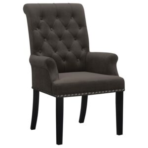 Alana Velvet Upholstered Dining Arm Chair Brown Alana Velvet Upholstered Dining Arm Chair Brown
