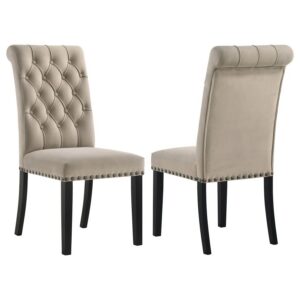 Alana Velvet Upholstered Dining Side Chair Sand (Set of 2) Alana Velvet Upholstered Dining Side Chair Sand (Set of 2)