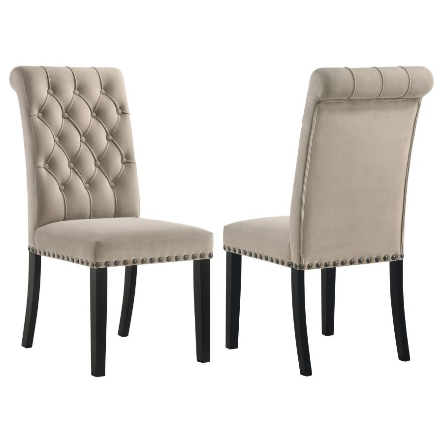 Alana Velvet Upholstered Dining Side Chair Sand (Set of 2)