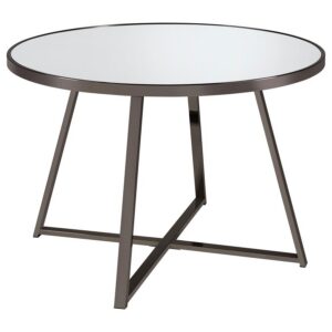 Jillian Round 45-inch Mirror Top Dining Table Black Nickel Jillian Round 45-inch Mirror Top Dining Table Black Nickel