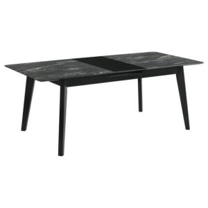 Crestmont 78-inch Extension Dining Table Black Faux Marble Crestmont 78-inch Extension Dining Table Black Faux Marble