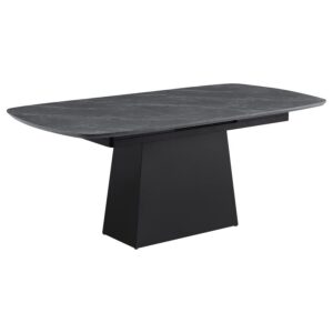 Potero 73-inch Faux Marble Extension Leaf Dining Table Black Potero 73-inch Faux Marble Extension Leaf Dining Table Black
