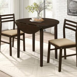 Bucknell 3-piece Round Drop Leaf Dining Table Set Cappuccino Bucknell 3-piece Round Drop Leaf Dining Table Set Cappuccino