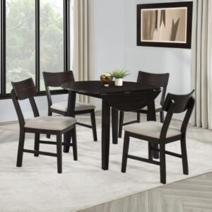 Catley 5-piece Round Drop Leaf Dining Table Set Dark Coffee Catley 5-piece Round Drop Leaf Dining Table Set Dark Coffee