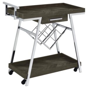 Kinney 1-drawer Engineered Wood Bar Cart Rustic Grey Kinney 1-drawer Engineered Wood Bar Cart Rustic Grey