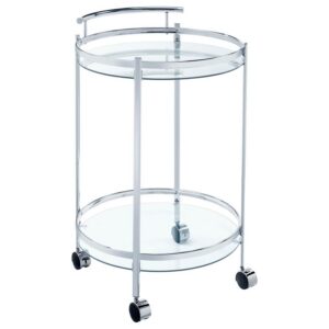 Chrissy Round Glass Shelf Metal Bar Cart Chrome Chrissy Round Glass Shelf Metal Bar Cart Chrome