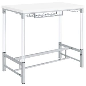Norcrest 47-inch Acrylic Leg Bar Table White High Gloss Norcrest 47-inch Acrylic Leg Bar Table White High Gloss