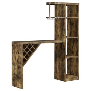 Belvedere 5-shelf Home Bar Table Wine Storage Rustic Nutmeg Belvedere 5-shelf Home Bar Table Wine Storage Rustic Nutmeg